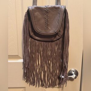 JOE'S Leather Haywood Purse Crossbody Fringe Small Handbag Western Brown Hobo